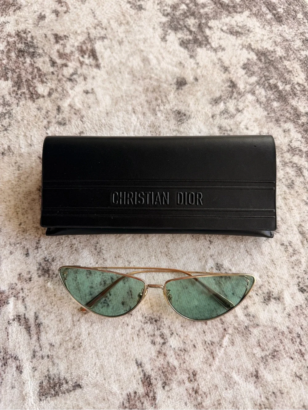 Dior Women’s Gold Frame Sunglasses with Green Lenses